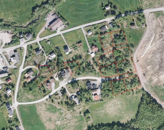 Flyfoto over Koksvikgeilen boligfelt  - Klikk for stort bilde