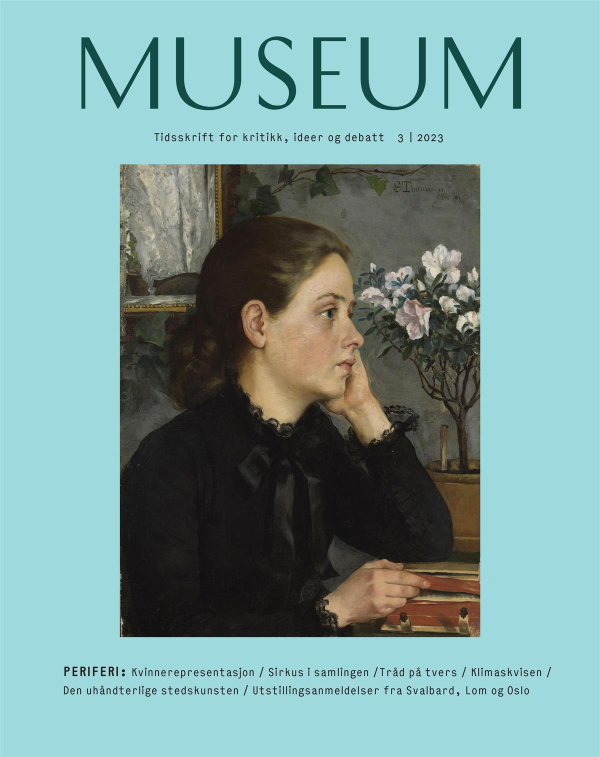 Forsideillustrasjon Museum 3 2023 oljemaleri Tankefull av Sophie Werenskiold - Klikk for stort bilde